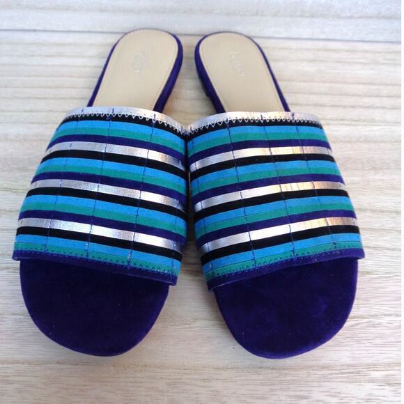 Botkier Marley Suede Stripe Slide Sandals Slip on Womens‎ Size 7.5 - Picture 1 of 3